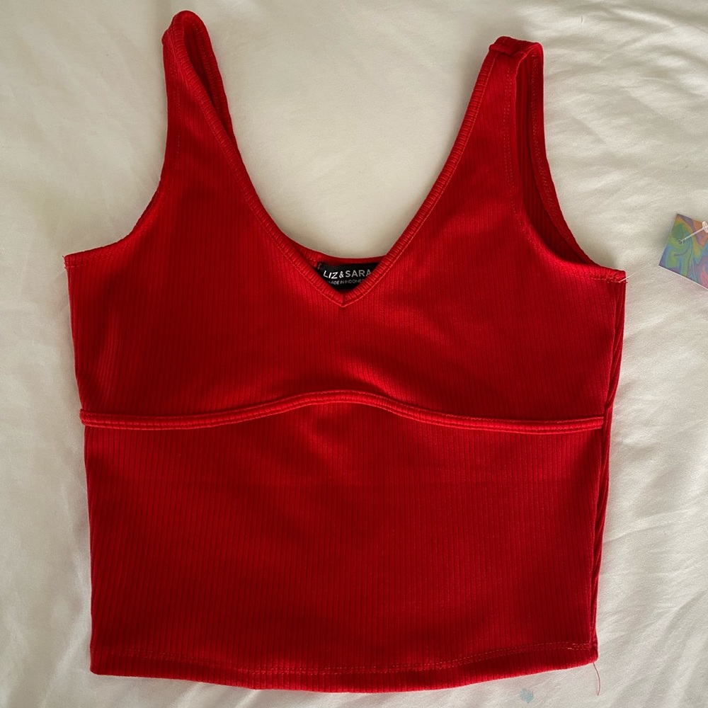 COPY - V Cut Rib Knit Crop Top